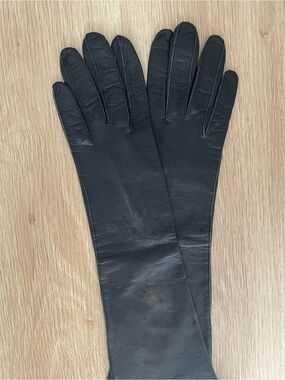 Vintage leather gloves elbow length made in Italy black formal elegant costume